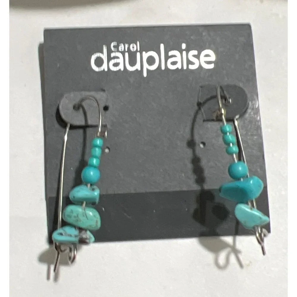 Carol Dauplaise Turquoise And Silver Dangle Earrings